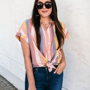 MADEWELL Striped Button-Down Blouse Size Small